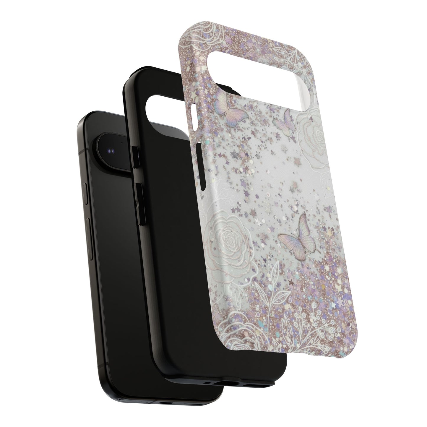 Butterfly Glitter Tough Phone Case — Floral Sparkle Protective Case