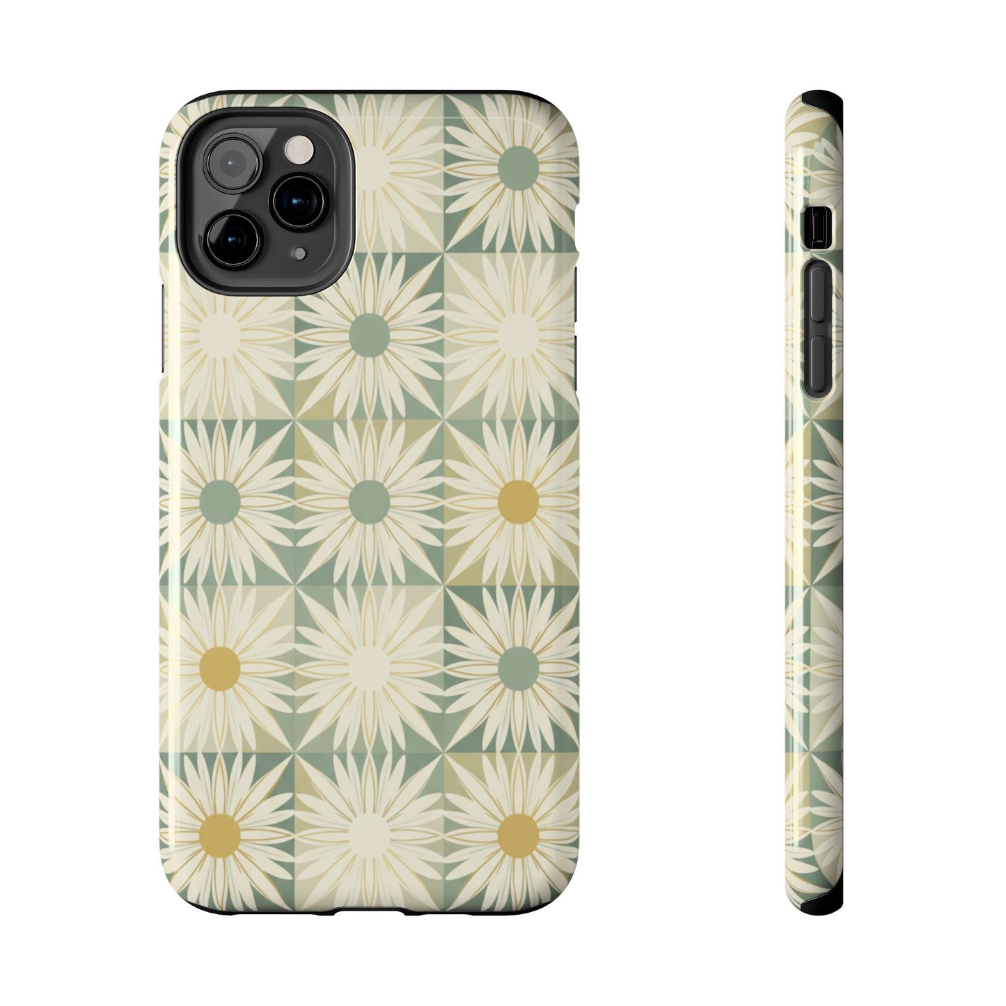 Retro Daisy Tough Phone Case — Vintage Floral Protective Cover for iPhone