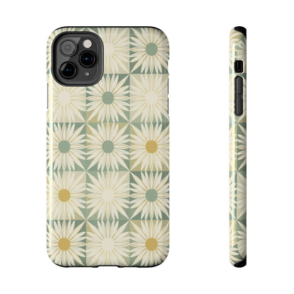 Retro Daisy Tough Phone Case — Vintage Floral Protective Cover for iPhone
