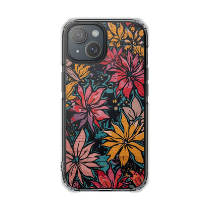 Clear Impact Phone Case — Vibrant Floral Poinsettia Design (Magnetic)