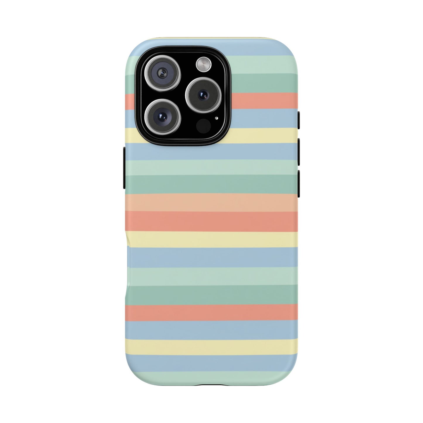 Pastel Striped Phone Case — Retro Horizontal Multi-Color Tough Case