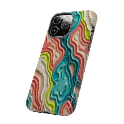Abstract Contour Phone Case — Colorful Topographic Pattern Tough Case