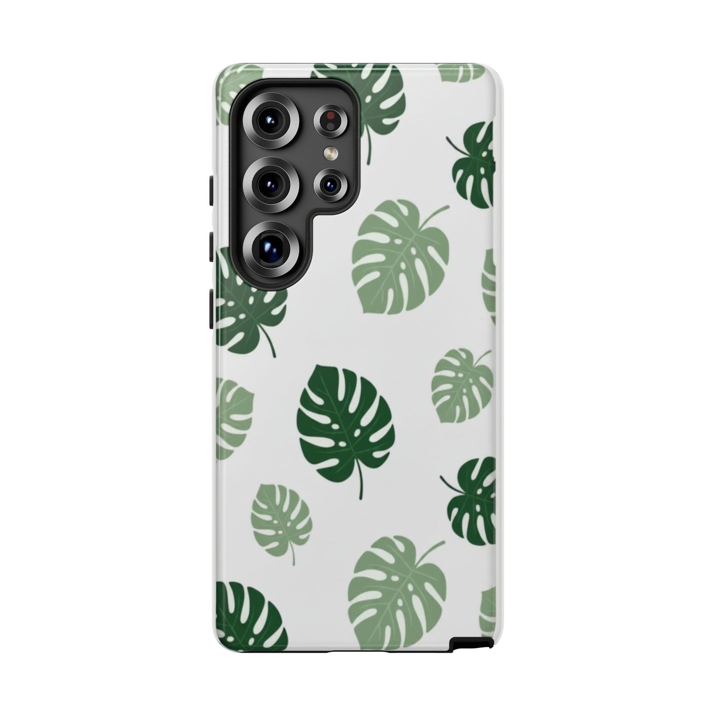 Monstera Leaf Tough Phone Case – Tropical Green Palm Pattern Protective Cover