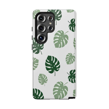Monstera Leaf Tough Phone Case – Tropical Green Palm Pattern Protective Cover