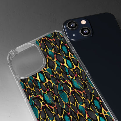 Teal Gold Leopard Clear Phone Case