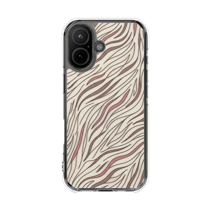 Clear Magnetic Phone Case — Neutral Beige Abstract Zebra Print