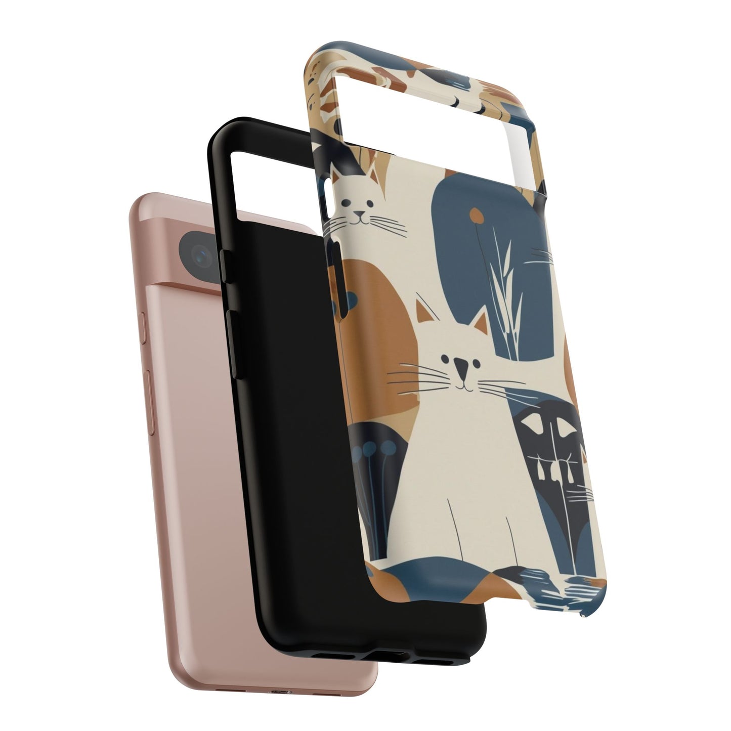Cat Pattern Phone Case – Retro Abstract Cats Protective iPhone Cover