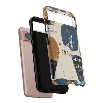 Cat Pattern Phone Case – Retro Abstract Cats Protective iPhone Cover