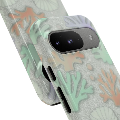 Pastel Coral Reef Tough Phone Case – Sea Shell & Coral Pattern Durable Protector