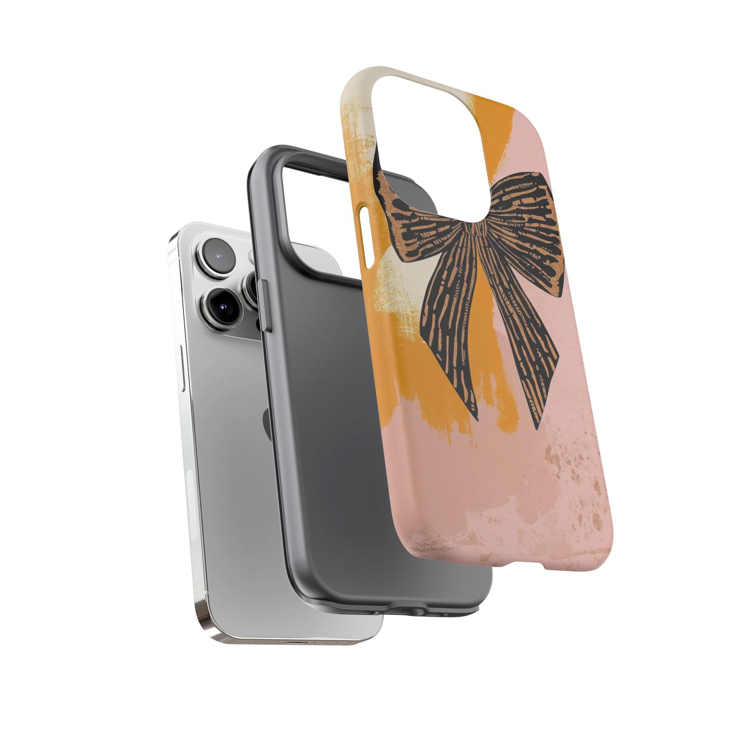 Bow Brushstroke Tough Phone Case — Pink & Mustard