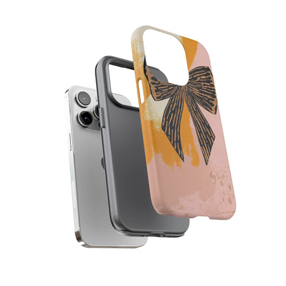 Bow Brushstroke Tough Phone Case — Pink & Mustard
