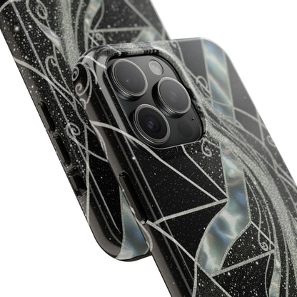 Geometry Tough Phone Case — Iridescent Ribbon on Black Celestial Background