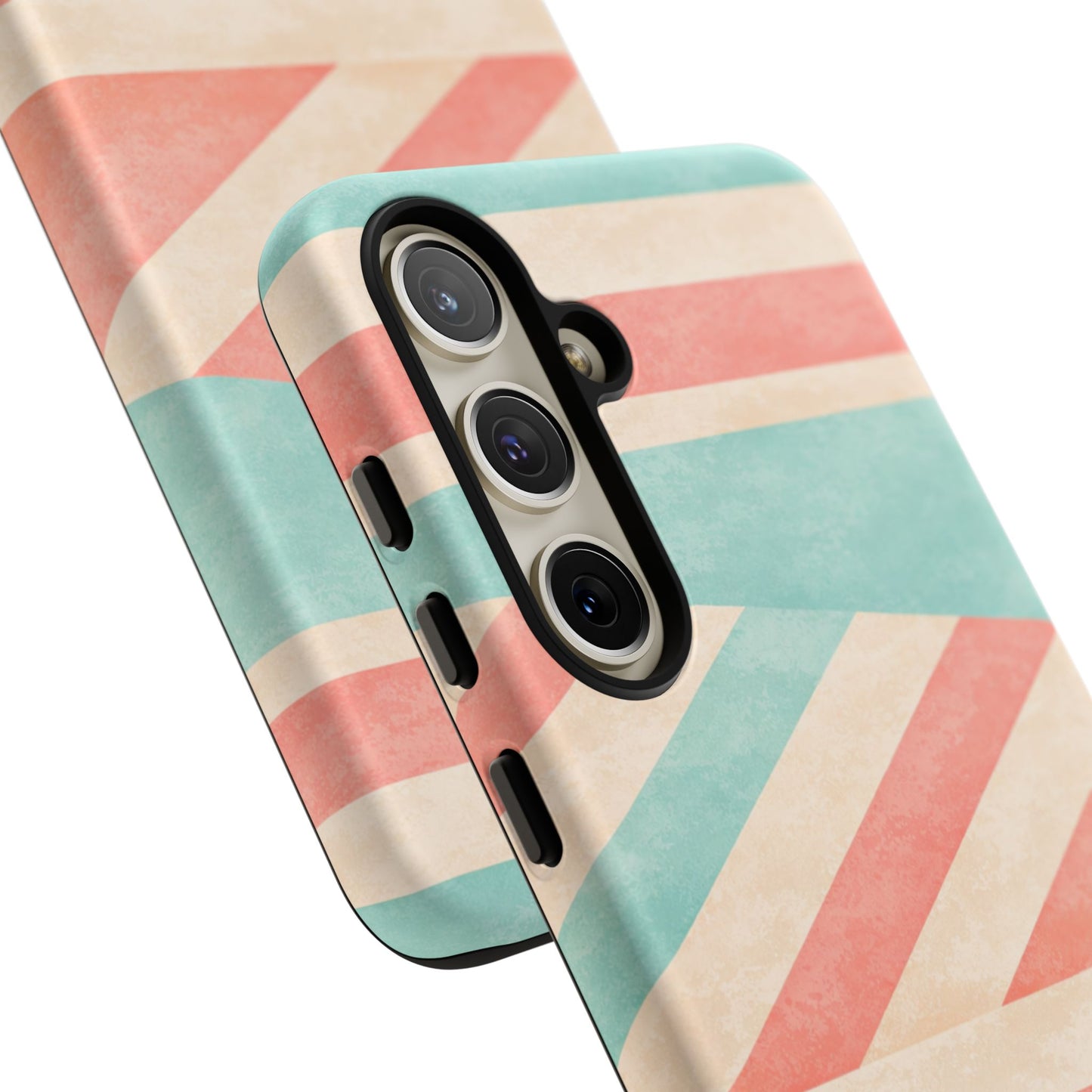 Pastel Stripes Tough Phone Case – Retro Coral & Teal Protective Cover