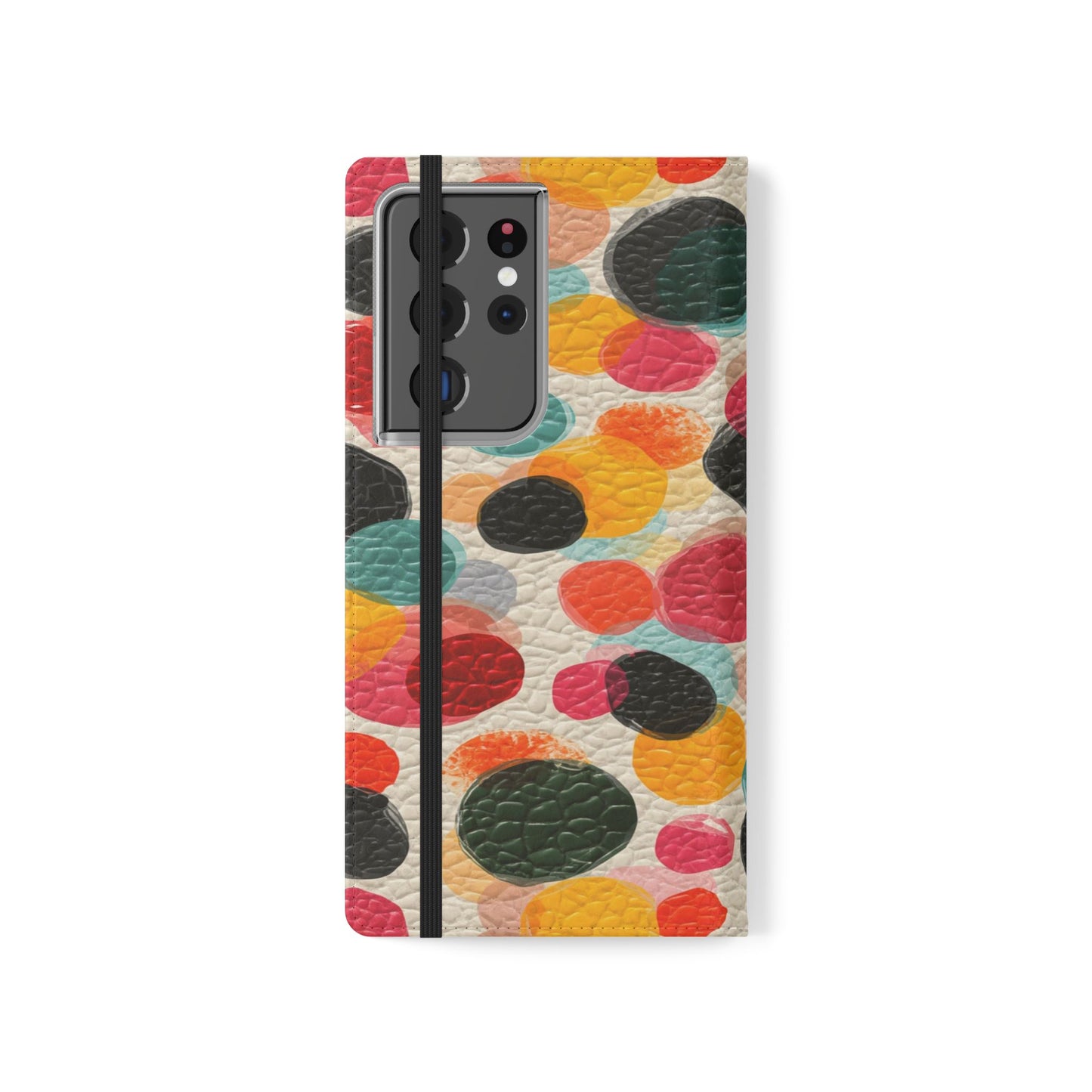 Colorful Confetti Dot Flip Phone Case — Retro Polka Wallet Cover