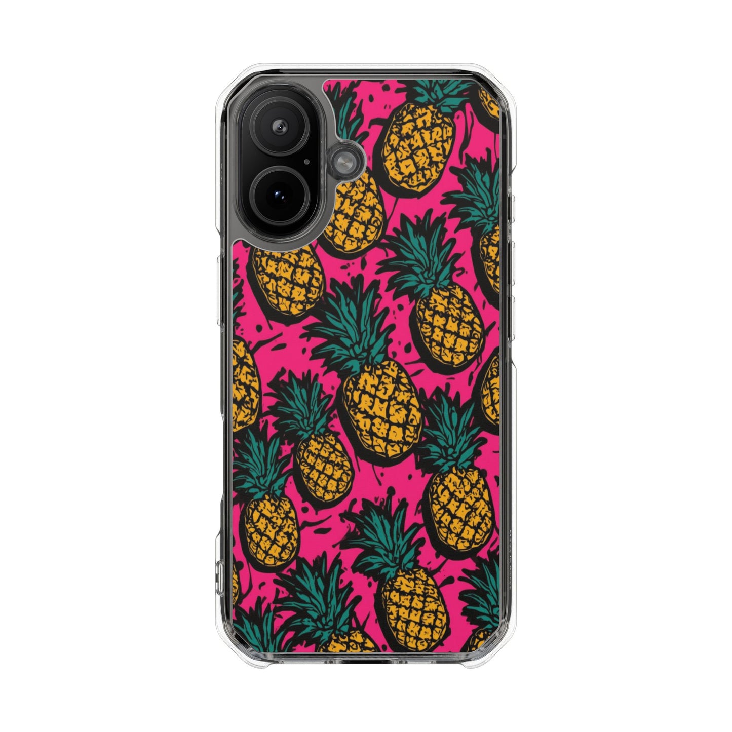 Pineapple Pop Clear Magnetic Phone Case — Impact-Resistant Tropical Design