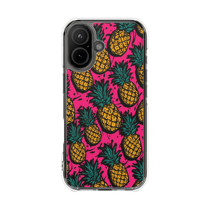 Pineapple Pop Clear Magnetic Phone Case — Impact-Resistant Tropical Design