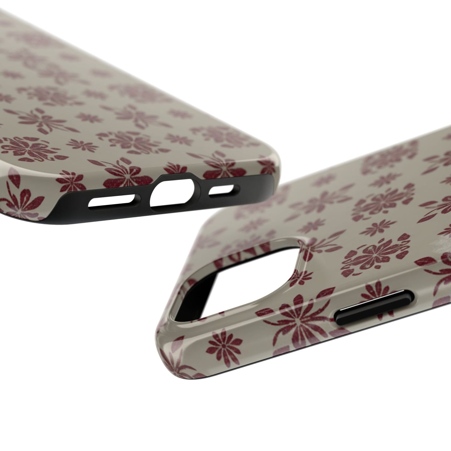 Tough Phone Case — Vintage Red Floral Pattern Protective Cover