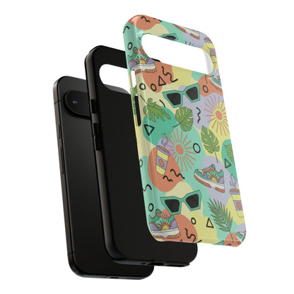 Tropical Summer Phone Case — Retro Sunglasses, Sneakers & Palm Pattern