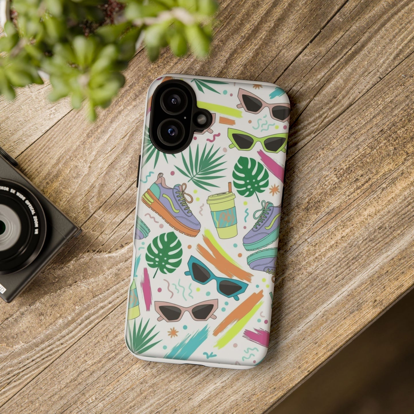 Tough Cases — Colorful Retro Sneakers & Sunglasses Phone Case