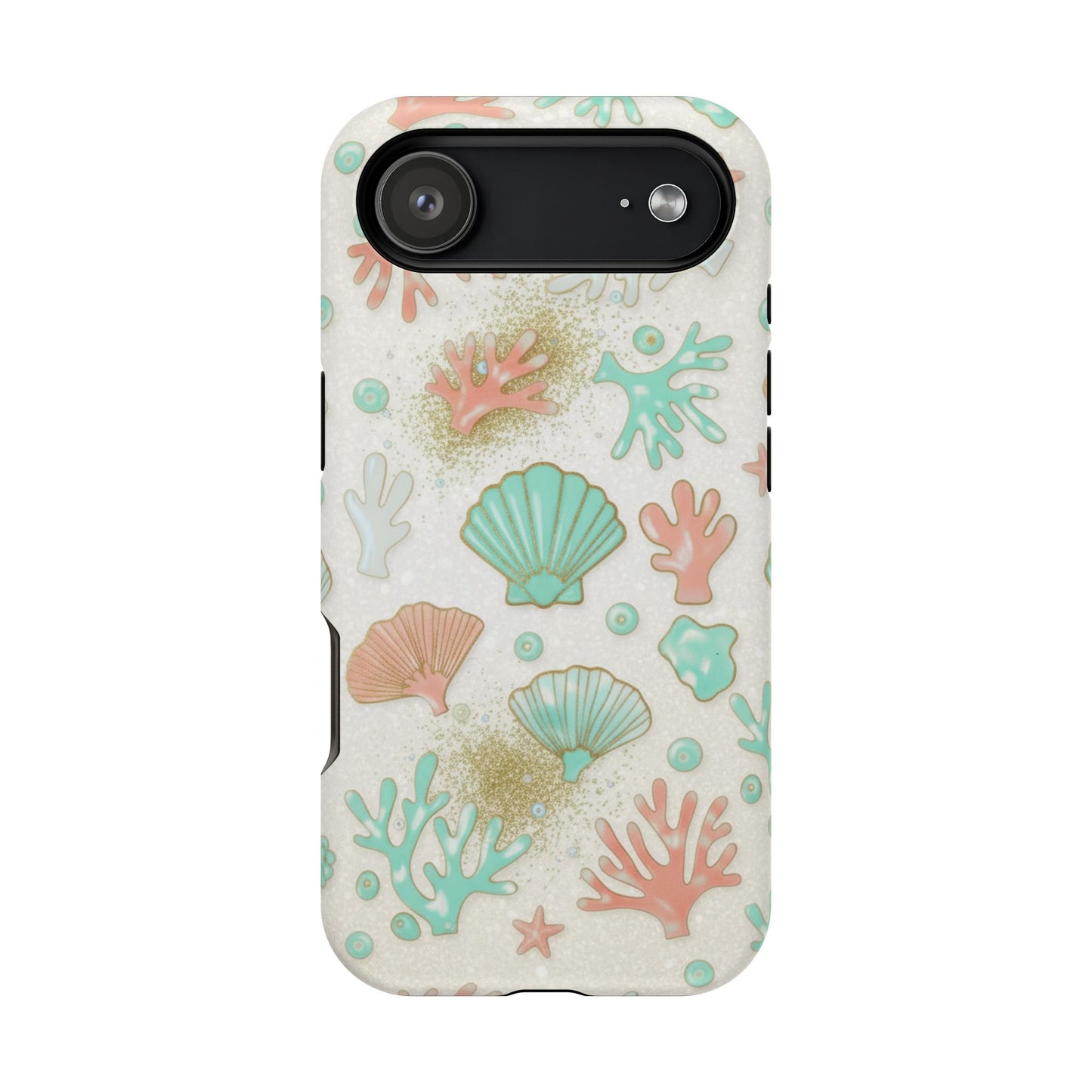 Sea Shells Magnetic Impact Phone Case — Pastel Coral & Teal Beach Design