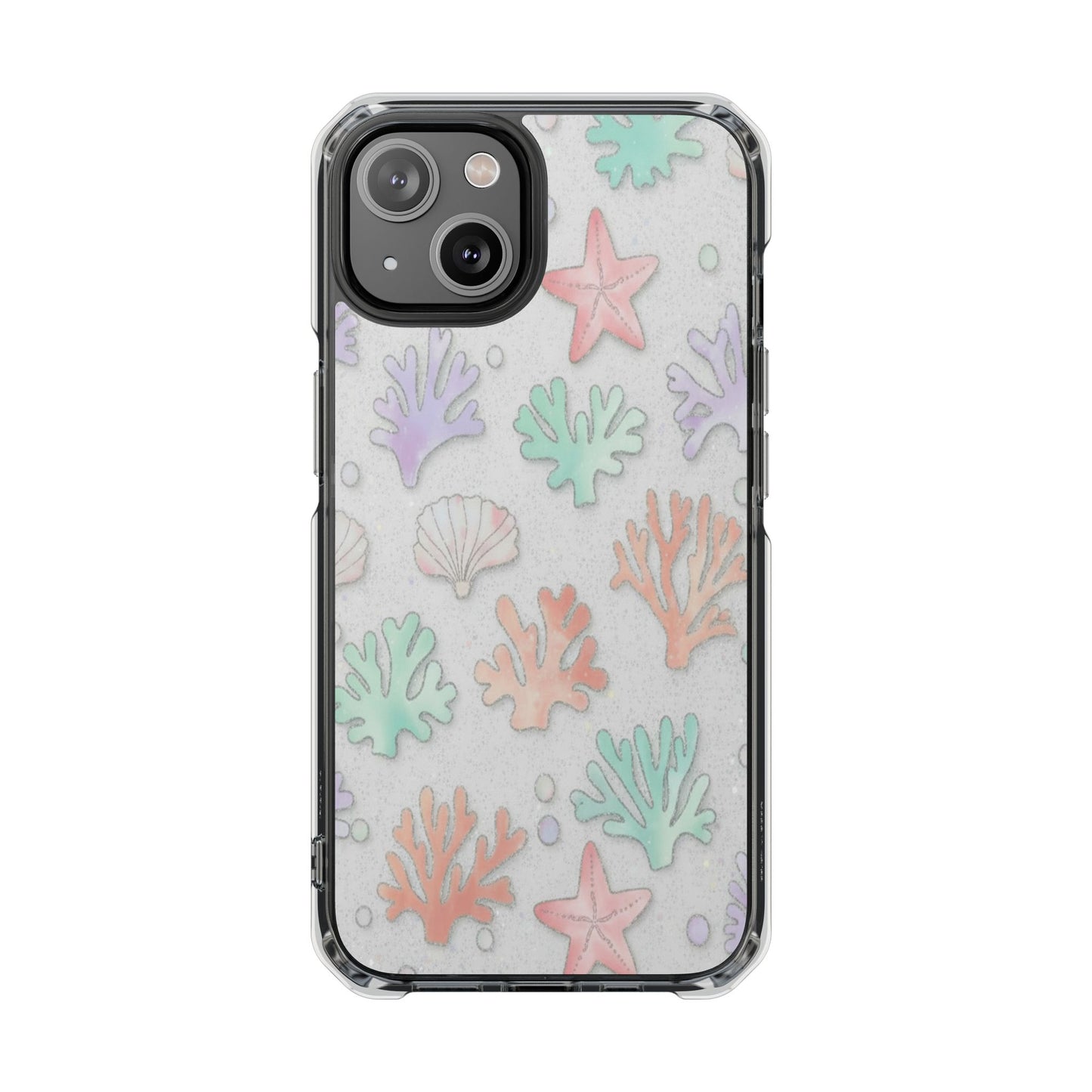 Clear Magnetic Phone Case — Pastel Sea Shell & Starfish Design