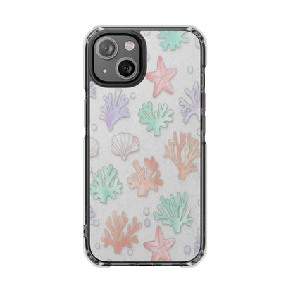 Clear Magnetic Phone Case — Pastel Sea Shell & Starfish Design