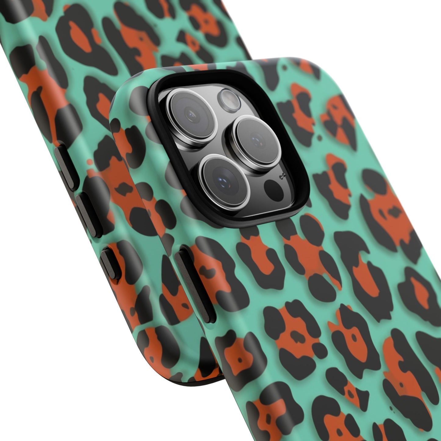 Teal & Rust Leopard Phone Case — Tough Protective Animal Print