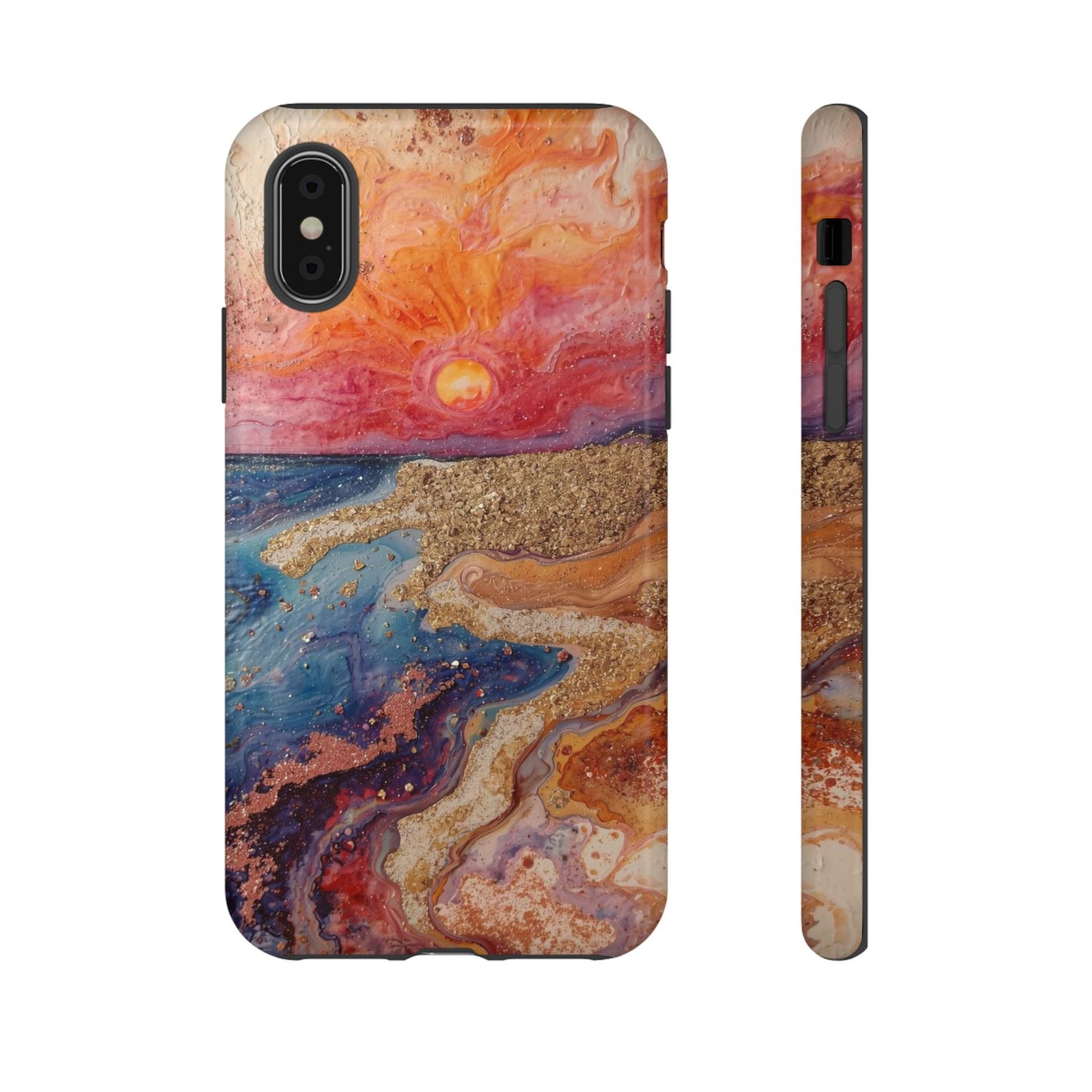Sunset Coast Phone Case — Colorful Abstract Beach Art Tough Case
