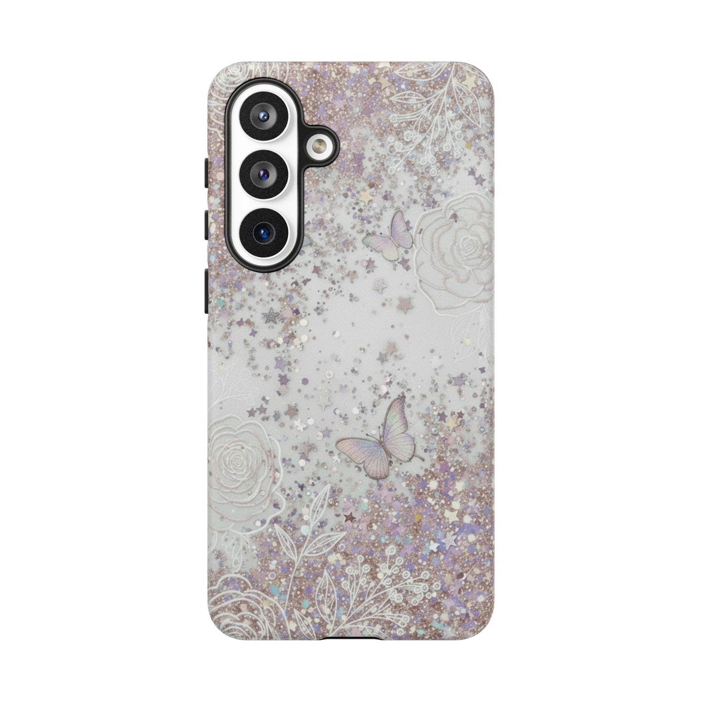 Butterfly Glitter Tough Phone Case — Floral Sparkle Protective Case