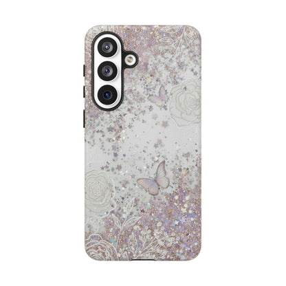 Butterfly Glitter Tough Phone Case — Floral Sparkle Protective Case