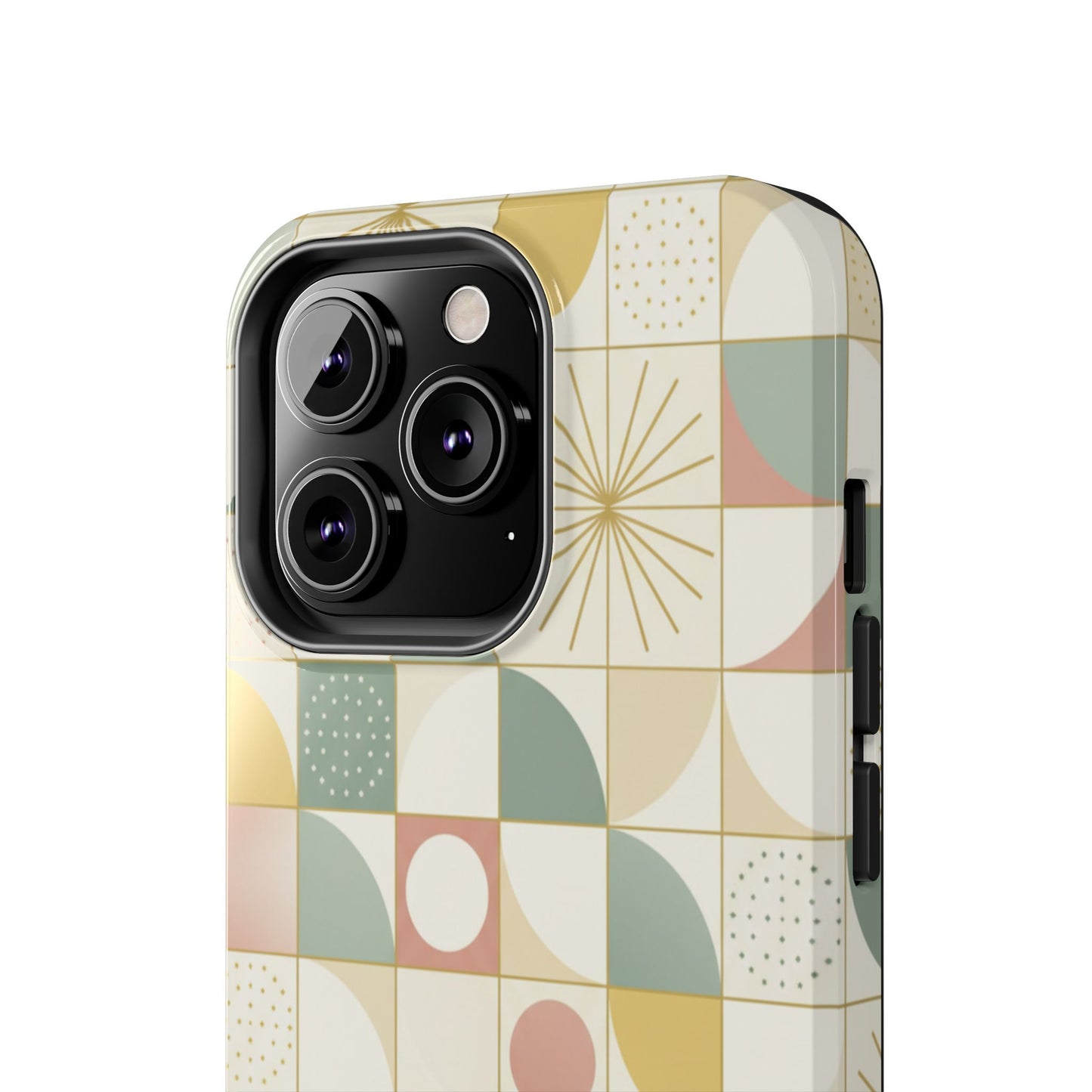 Retro Geometric Tough Phone Case — Pastel Midcentury Pattern