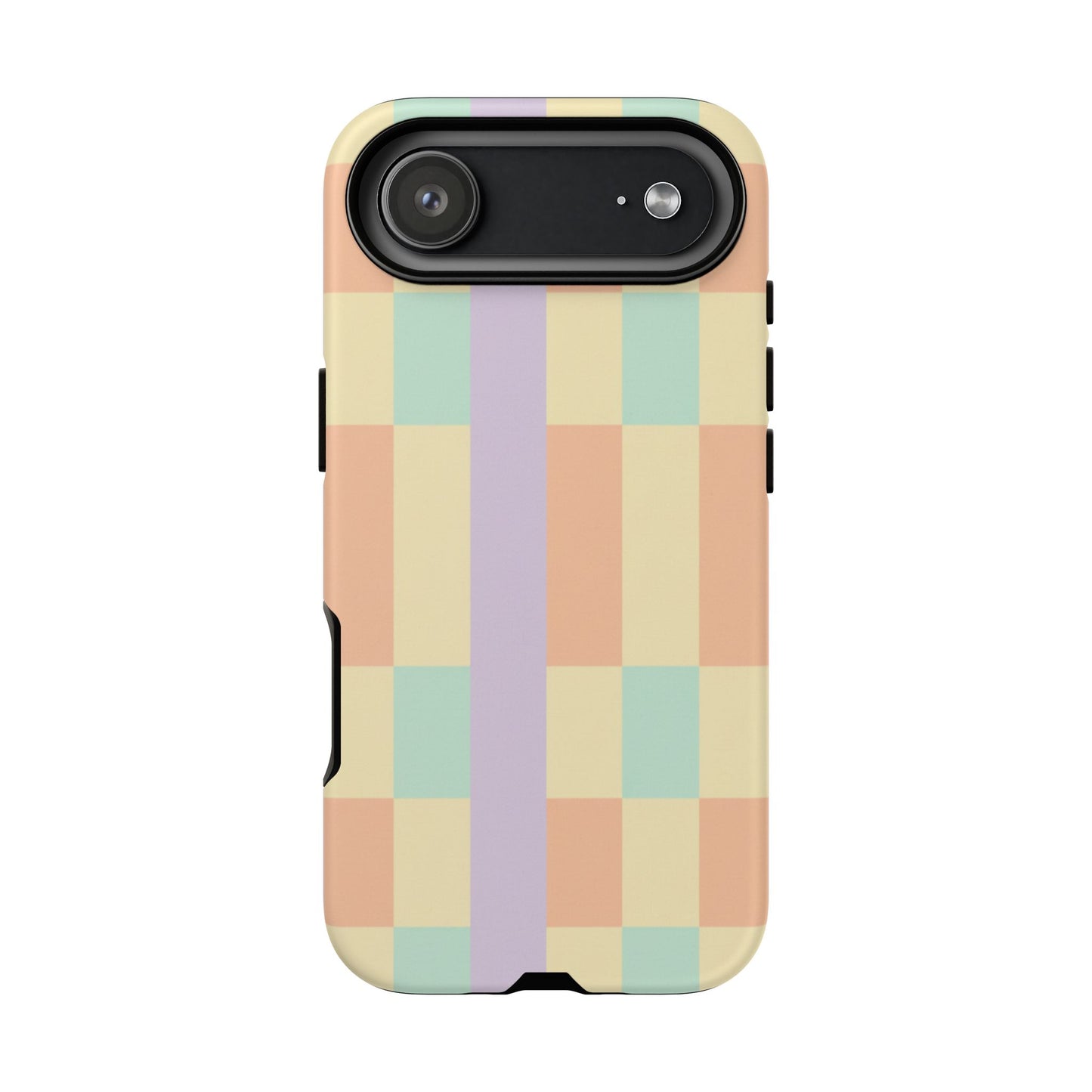 Pastel Checkered Phone Case — Retro Stripe Tough Case