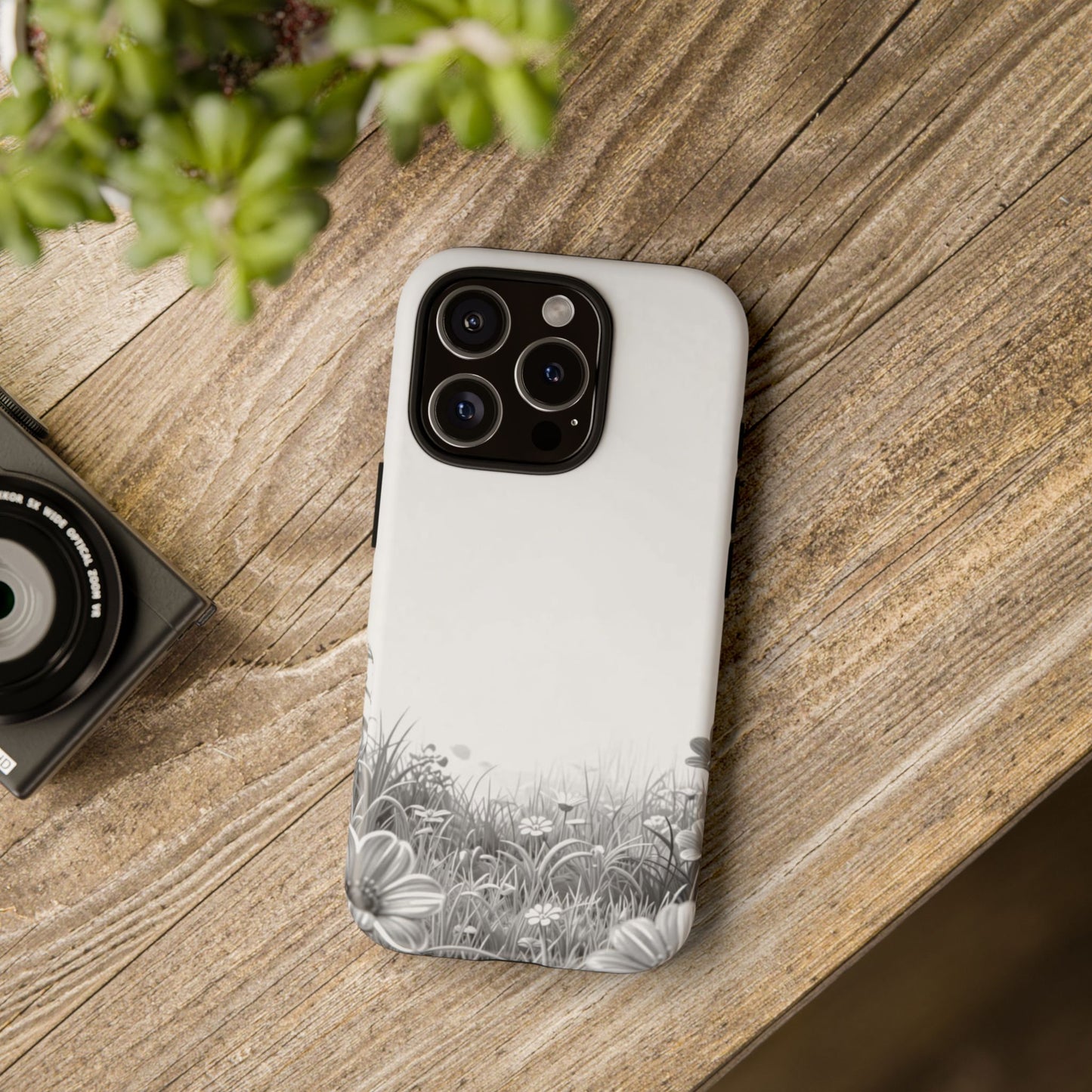 Butterfly Floral Tough Phone Case – Monochrome Garden Protection