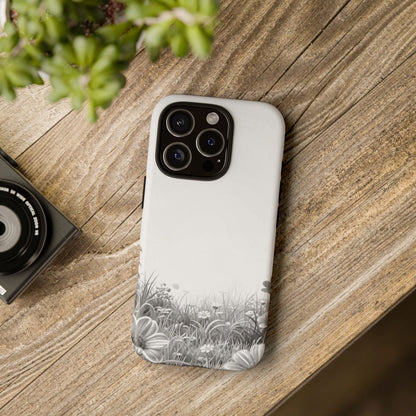 Butterfly Floral Tough Phone Case – Monochrome Garden Protection
