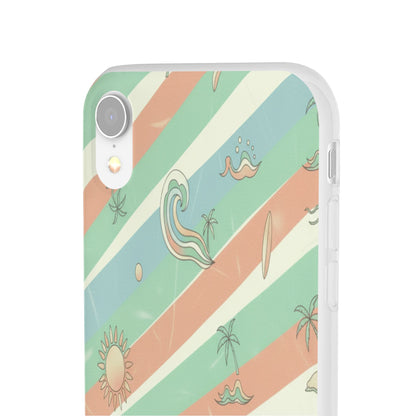 Beach Vibes Phone Case — Retro Pastel Surf & Palm Protective Flexi Case
