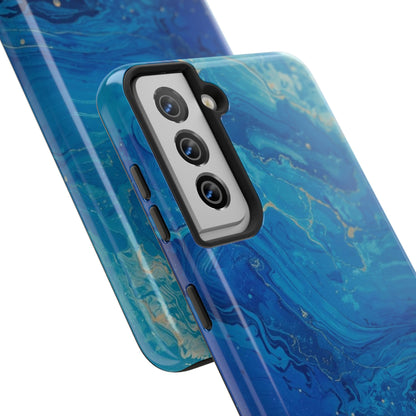 Blue Ocean Pebble Tough Phone Case — Protective Artistic Marble Design