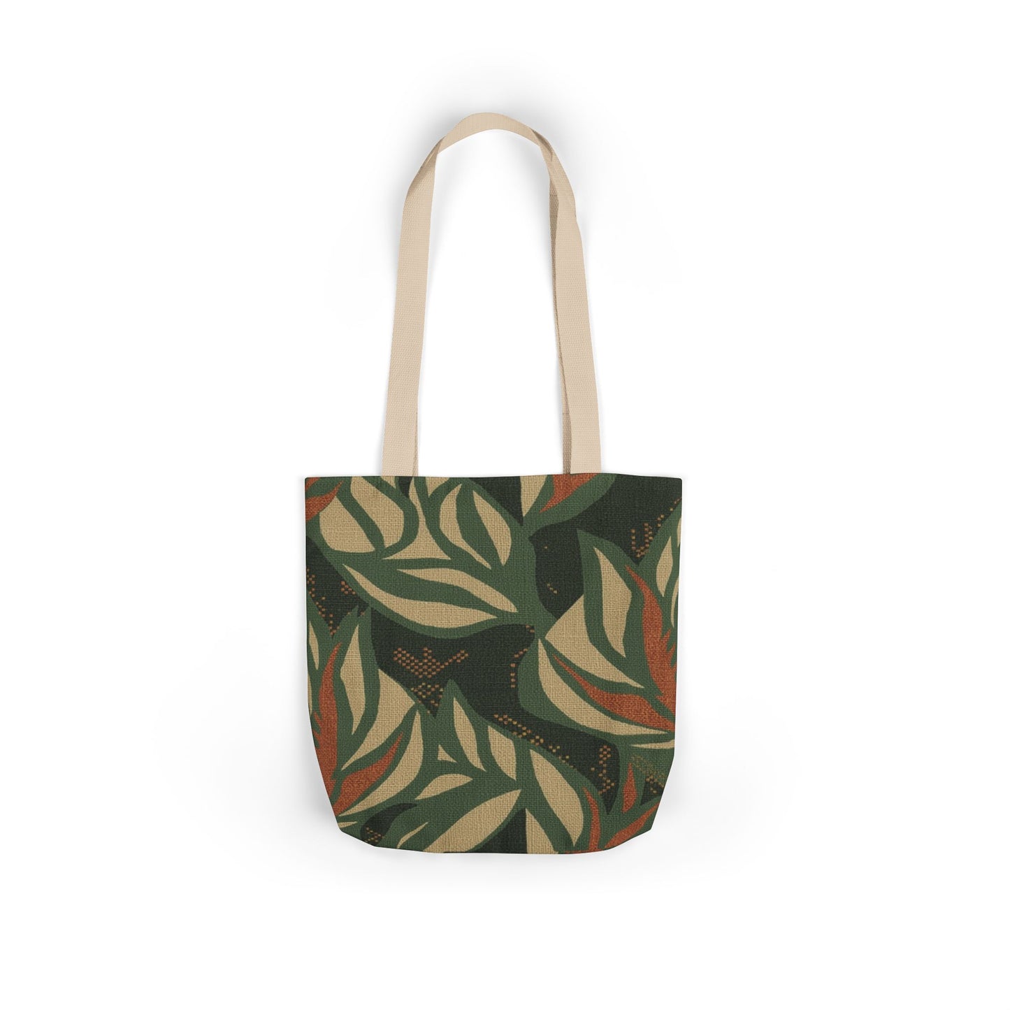 Earthy Leaf Pattern Canvas Tote — Eco-Friendly Botanical Market Bag
