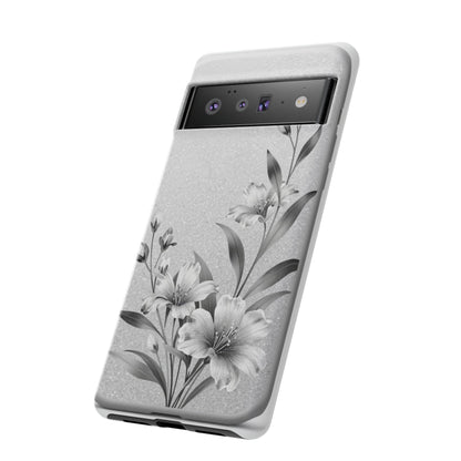 Floral Monochrome Phone Case — Elegant Black & White Lily Design
