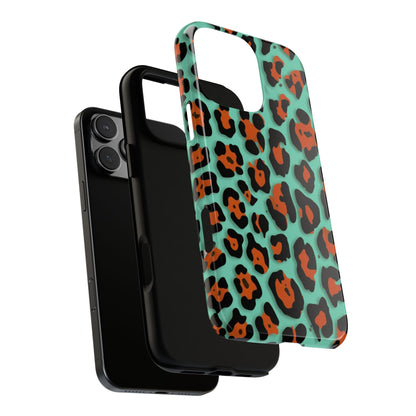 Teal & Rust Leopard Phone Case — Tough Protective Animal Print