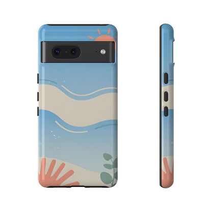 Beach Waves Tough Phone Case — Summer Sun & Seashell Protective Cover