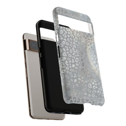 Grey Leopard Print Tough Phone Case — Durable Protective iPhone Cover