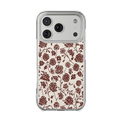 Floral Vintage Clear Phone Case — Brown Botanical Magnetic Impact Case