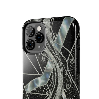 Geometry Tough Phone Case — Iridescent Ribbon on Black Celestial Background