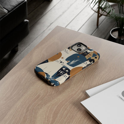 Cat Pattern Phone Case – Retro Abstract Cats Protective iPhone Cover