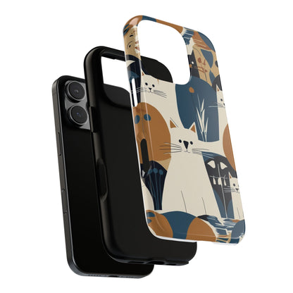 Cat Pattern Phone Case – Retro Abstract Cats Protective iPhone Cover