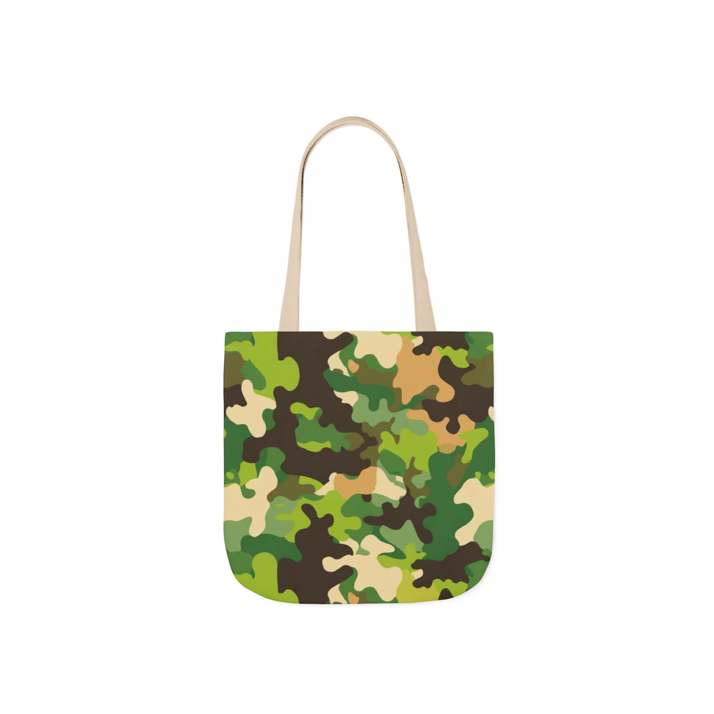 Camo Canvas Tote Bag — Green Military Print Reusable Market Bag