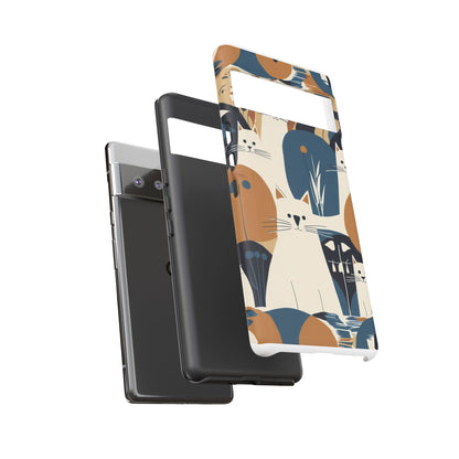 Cat Pattern Phone Case – Retro Abstract Cats Protective iPhone Cover