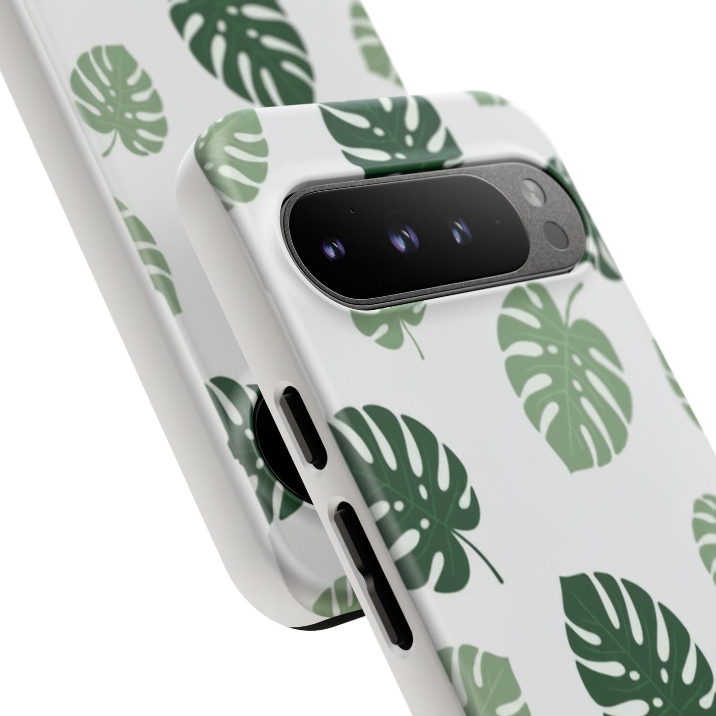 Monstera Leaf Tough Phone Case – Tropical Green Palm Pattern Protective Cover