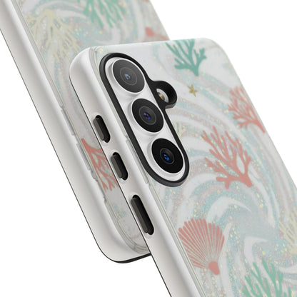 Seafoam Coral Tough Phone Case - Pastel Ocean Wave Design