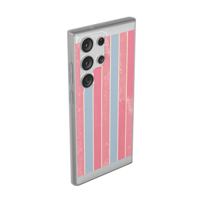Striped Pink & Blue Phone Case — Retro Pastel Flexi Case